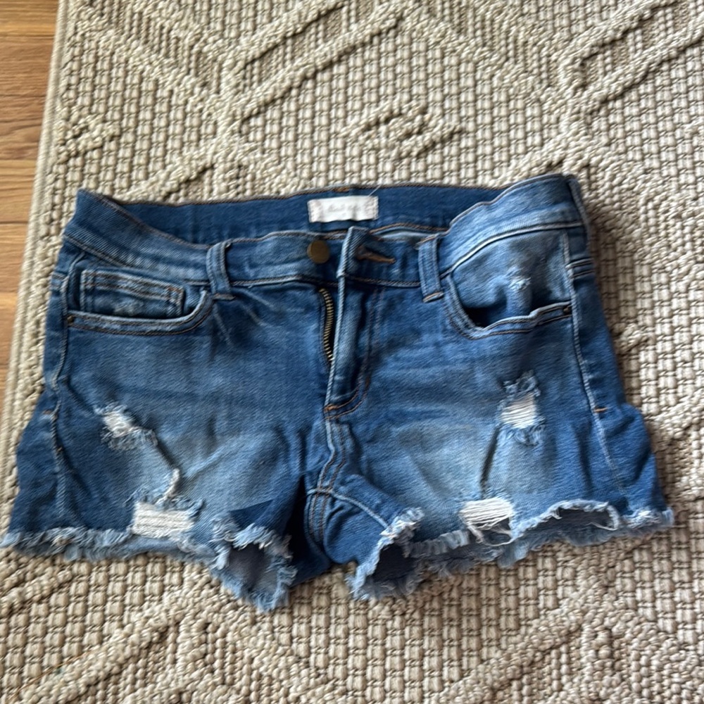 Altar'd State Blue Jean Shorts Distressed Frayed Hem